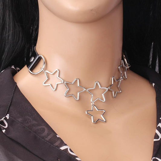 Jewelry punk metal chain peach heart pendant necklace dark pu double collarbone necklace