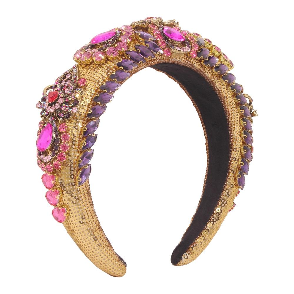 F3663 Baroque Thick Sponge Headband Palace Sequin Diamond Hair Accessories Heavy Industry Fashion Retro Headband