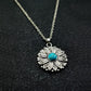 Jewelry Blue Turquoise Sunflower Pendant Necklace Women Vintage Boho Flower Jewelry