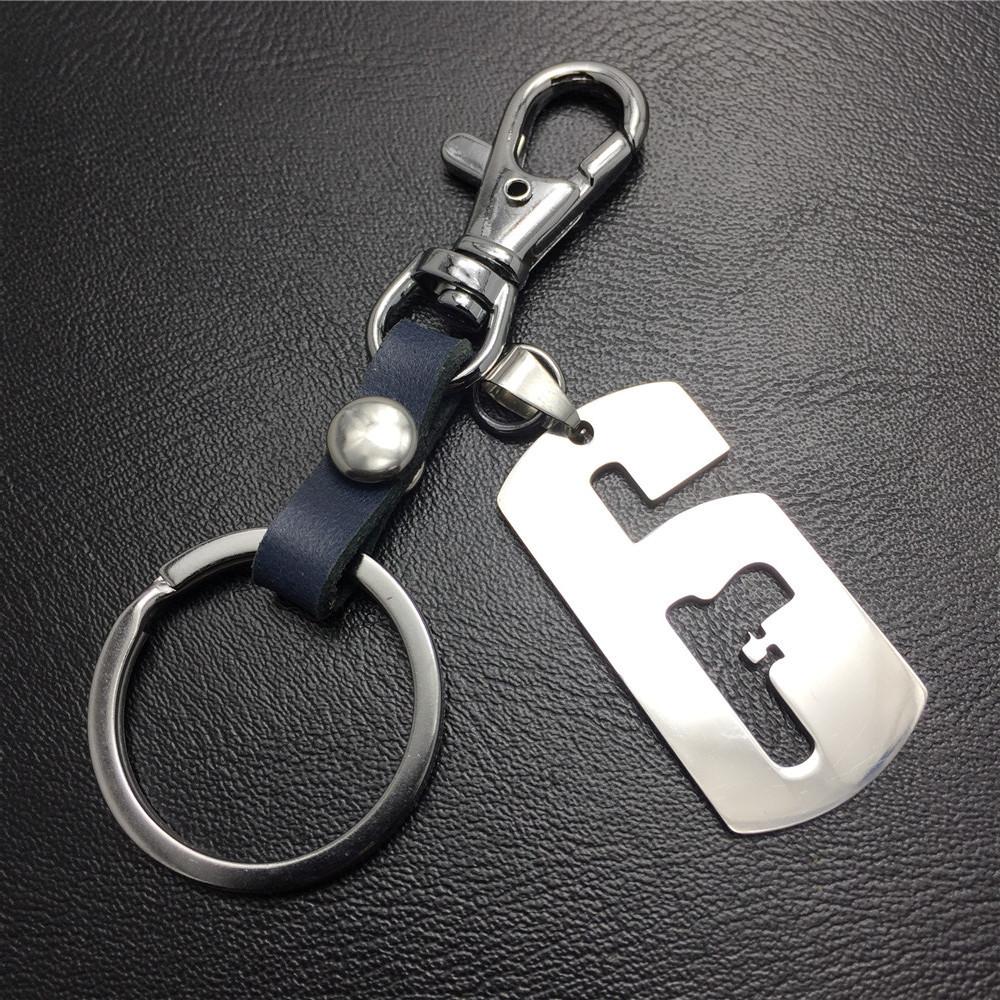Rainbow 6 Lucky Car Keychain Stainless Steel Titanium Steel Pendant