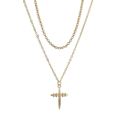 Fashion Simple Cross Pendant Choker Necklace Ladies Alloy Clavicle Chain Accessories