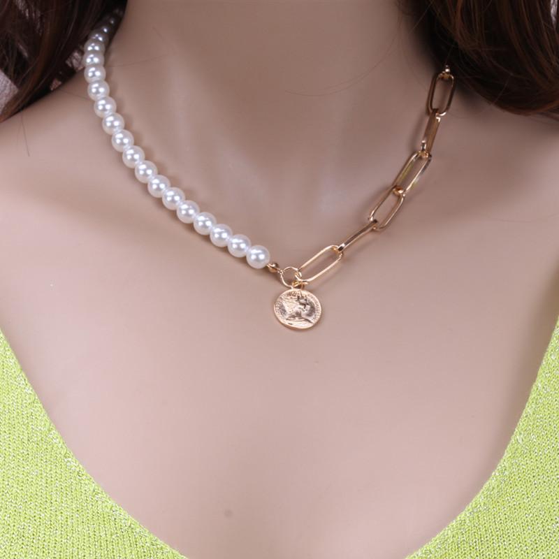 Jewelry Fashion Temperament Pearl Lock Necklace Pendant Earrings Net Red Simple Clavicle Chain Necklace