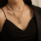 Creative Double Pearl Clock Necklace Fashion Stitching Clavicle Chain Ins Retro Fashion Jewelry