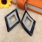 Hollow rhombus curved surface women frosted earrings summer