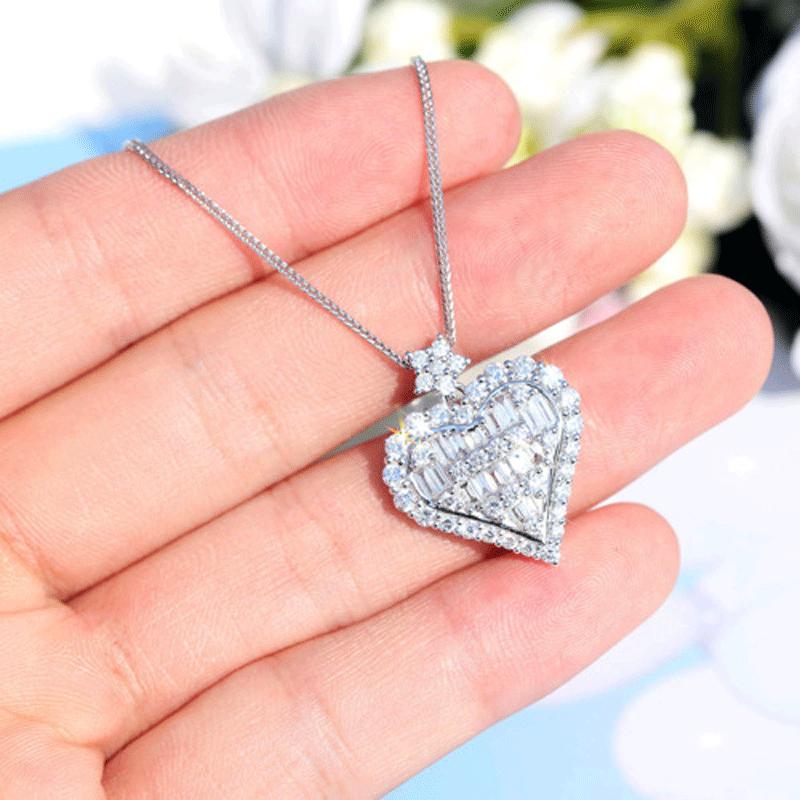 Fashion Women Heart Shape Diamond Pendant Earrings Necklace Head Jewelry Set Jewelry