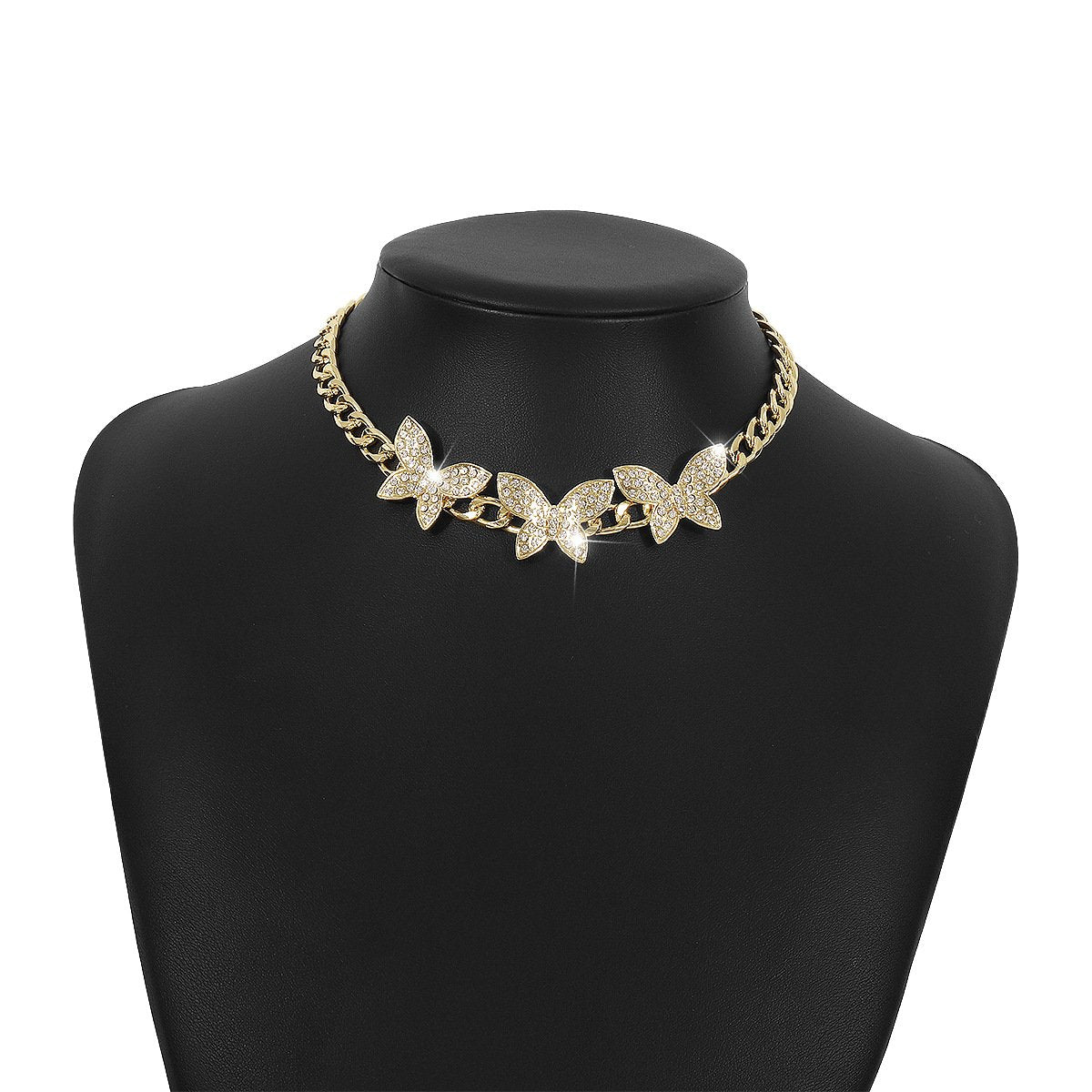 1348 Niche Design Necklace Full Diamond Butterfly Hiphop Hip Hop Necklace Retro Exaggerated Necklace