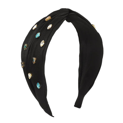 F4818 Jewelry Fabric Cross Color Diamond Fashion Headband Light Luxury Retro Palace Geometric Headband