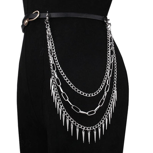 Fashion leaf pendant multi-layer chain pants chain personality exaggerated long rivet accessories body chain