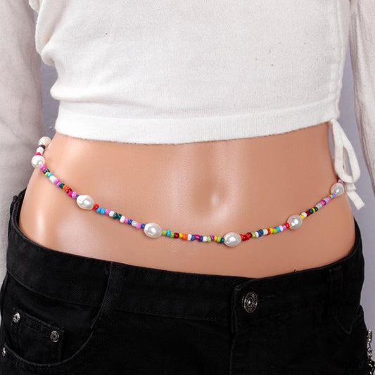 Jewelry Sexy Versatile Color Beads Body with Baroque Shaped Pearl Waist Chain Female