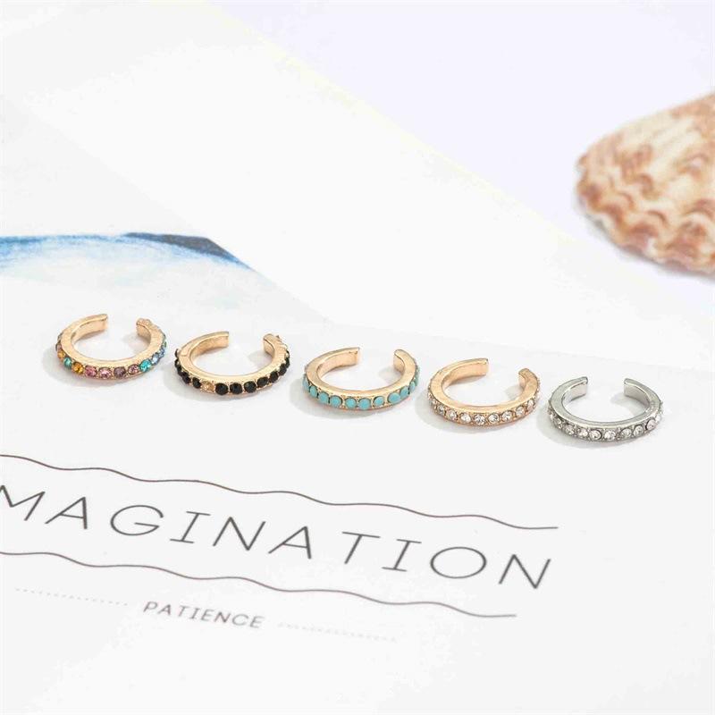 Earrings Simple diamond-studded earbone clip without pierced cold U-shaped ear clip design sense earrings