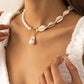 Jewelry Temperament Baroque Shaped Pearl Necklace Beach Vacation Shell Clavicle Chain Necklace