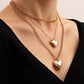 Retro fashion double stacked simple exaggerated love pendant necklace ins clavicle chain jewelry