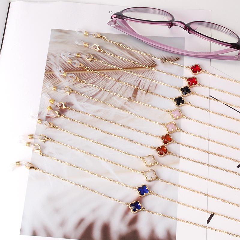 Simple four-leaf clover glass diamond jewelry metal chain sunglasses chain non-slip mask decorative hanging chain