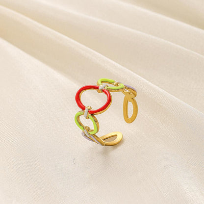 Jewelry fashion light luxury stainless steel dripping oil circle O-shaped open ring