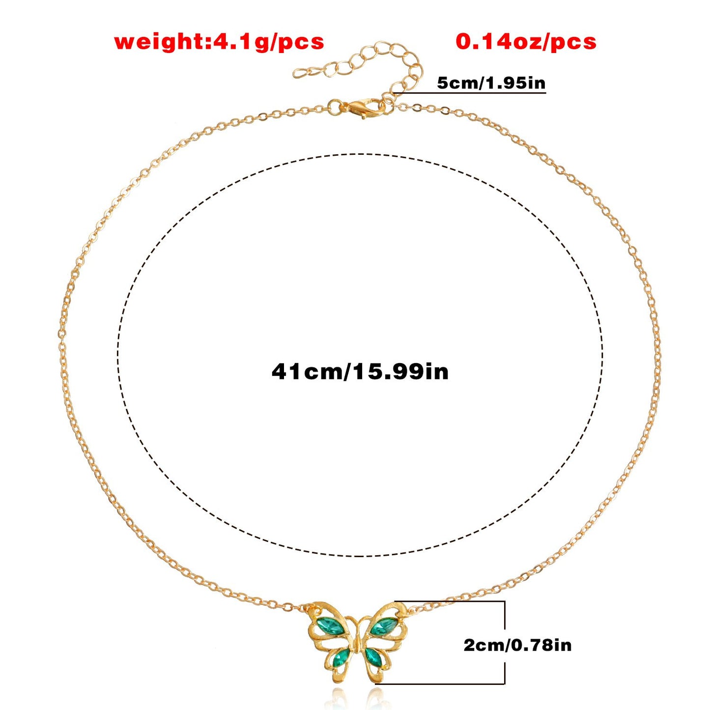 Jewelry Personality Emerald Butterfly Pendant Necklace Clavicle Chain Female Trendy Cool Fashion Cold Necklace