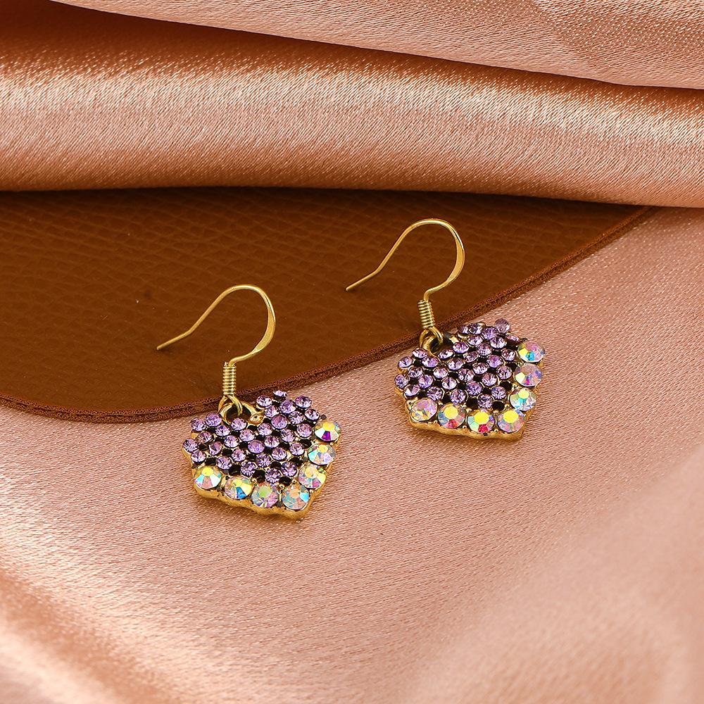 Fashion sweet color diamond love earrings ins temperament all-match peach heart earrings French design earrings