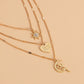 Jewelry fashion multi-layer gold retro love necklace niche design octagon clavicle chain