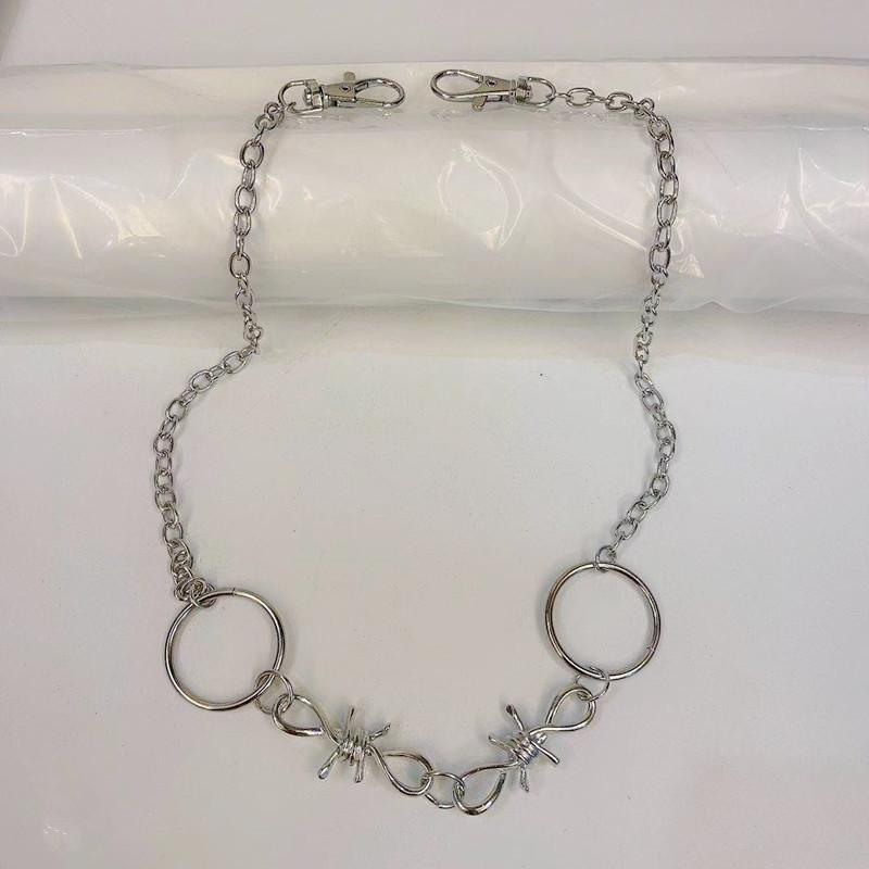 Guochao hip-hop tide brand prickly thorns pants chain ins men and women waist chain rock performance accessories personality ring pants chain