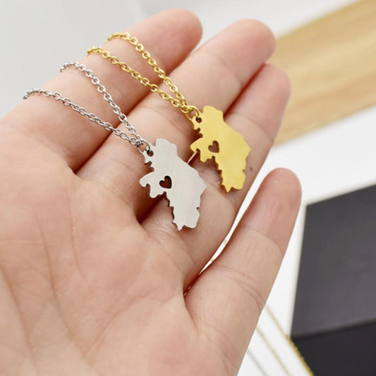 Ireland Country Map Necklace World Map Europe Pendant Stainless Steel Jewelry