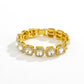 Jewelry trend geometric square diamond gemstone bracelet hip-hop full diamond Cuban chain men and women jewelry