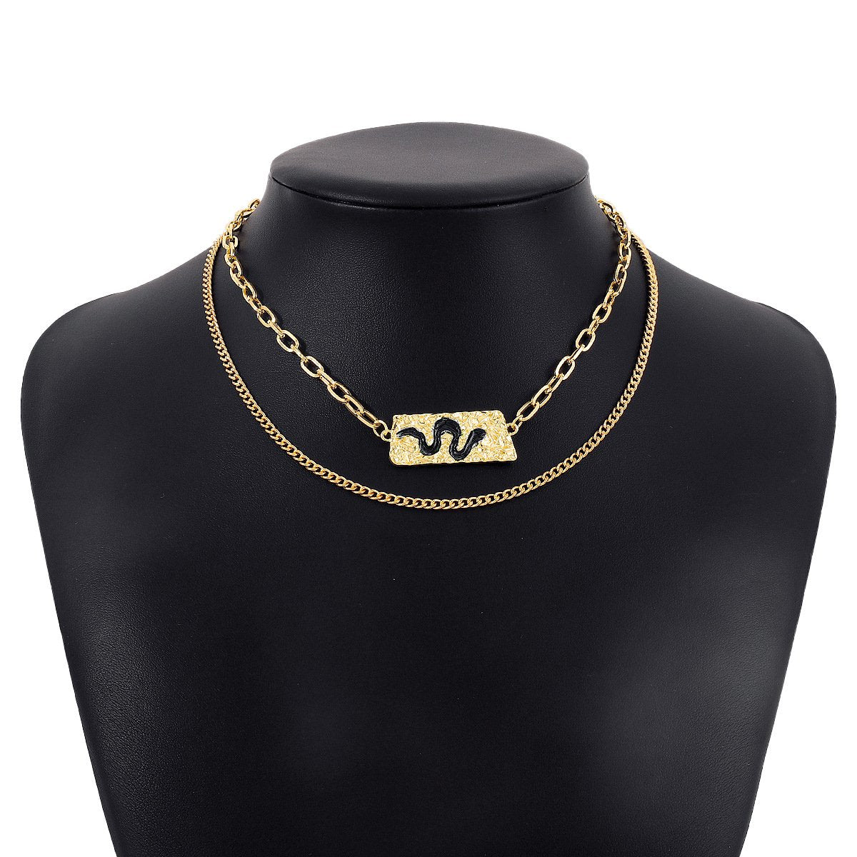 N146 Jewelry Double Layered Wearing Personality Snake Element Necklace Exaggerated Hip Hop Punk Necklace