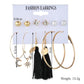 Pop Rhinestone Star Moon Asymmetrical Earring Set Vintage Tassel Earrings
