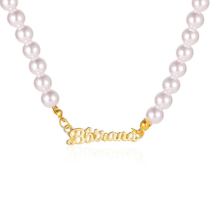 Fashion name pearl necklace temperament indifferent English name clavicle chain accessories necklace