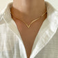 Hip-hop simple V-shaped snake bone chain collarbone necklace retro versatile metal geometric men and women necklace