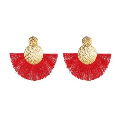 Bohemian earrings female handmade fan-shaped tassel earrings earrings fashion creative earrings female