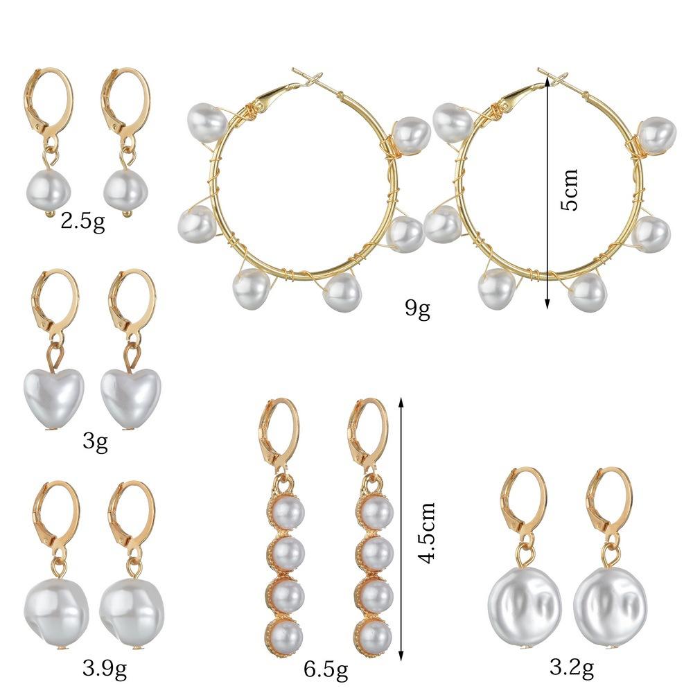 Popular Round Buckle Earrings Fashion Simple Peach Heart Shaped Pearl Earrings Accessories