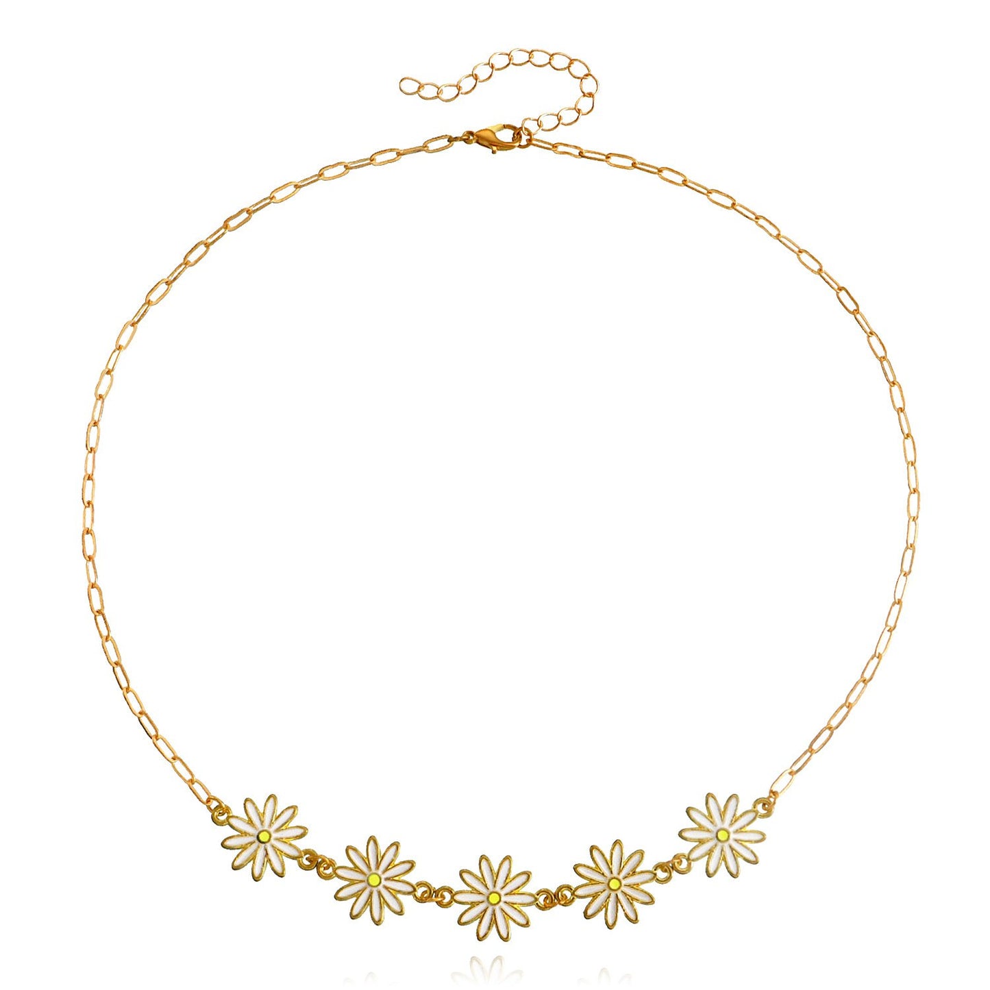 Jewelry Retro Simple Ethnic Color Daisy Necklace Trendy Hip Hop Metal Necklace Female