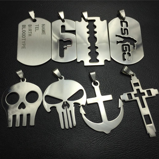 Skull Counter-Strike Blade Anchor Cross Titanium Steel Pendant Stainless Steel Metal Necklace Accessories Collection