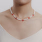 Jewelry Simple Acrylic Devil's Eye Stitching Clavicle Chain Retro Imitation Pearl Beaded Necklace