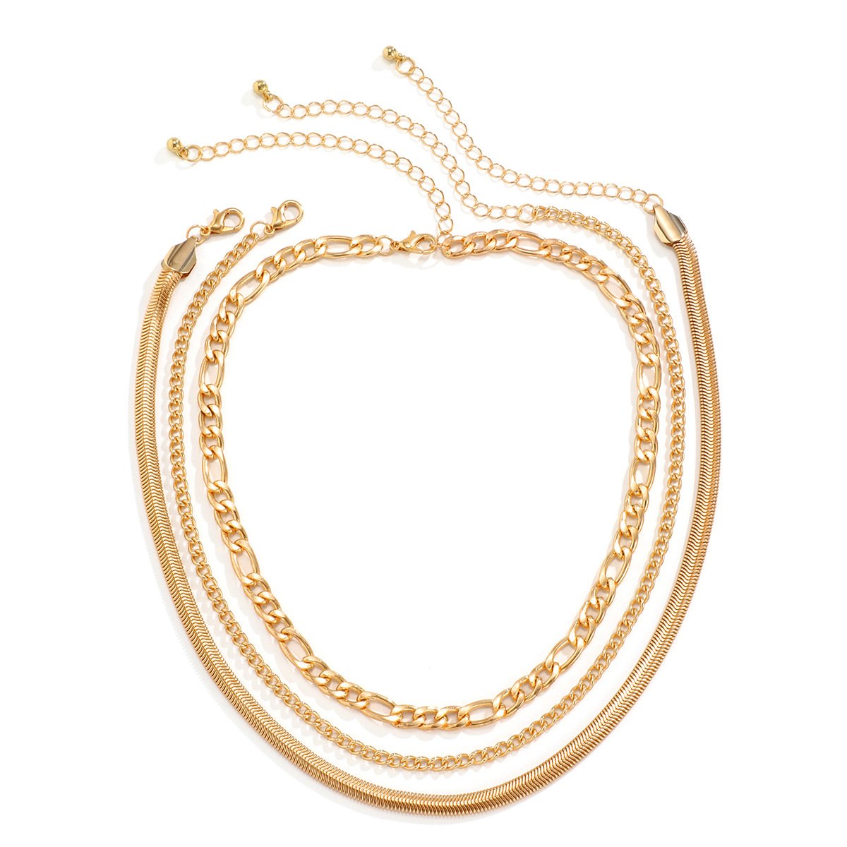 Jewelry Punk Geometric Metal Chain Necklace Retro Simple Clavicle Necklace Set Female