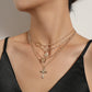 Jewelry Geometric Square Butterfly Cross Pendant Necklace Ladies Exaggerated Multilayer Love Necklace