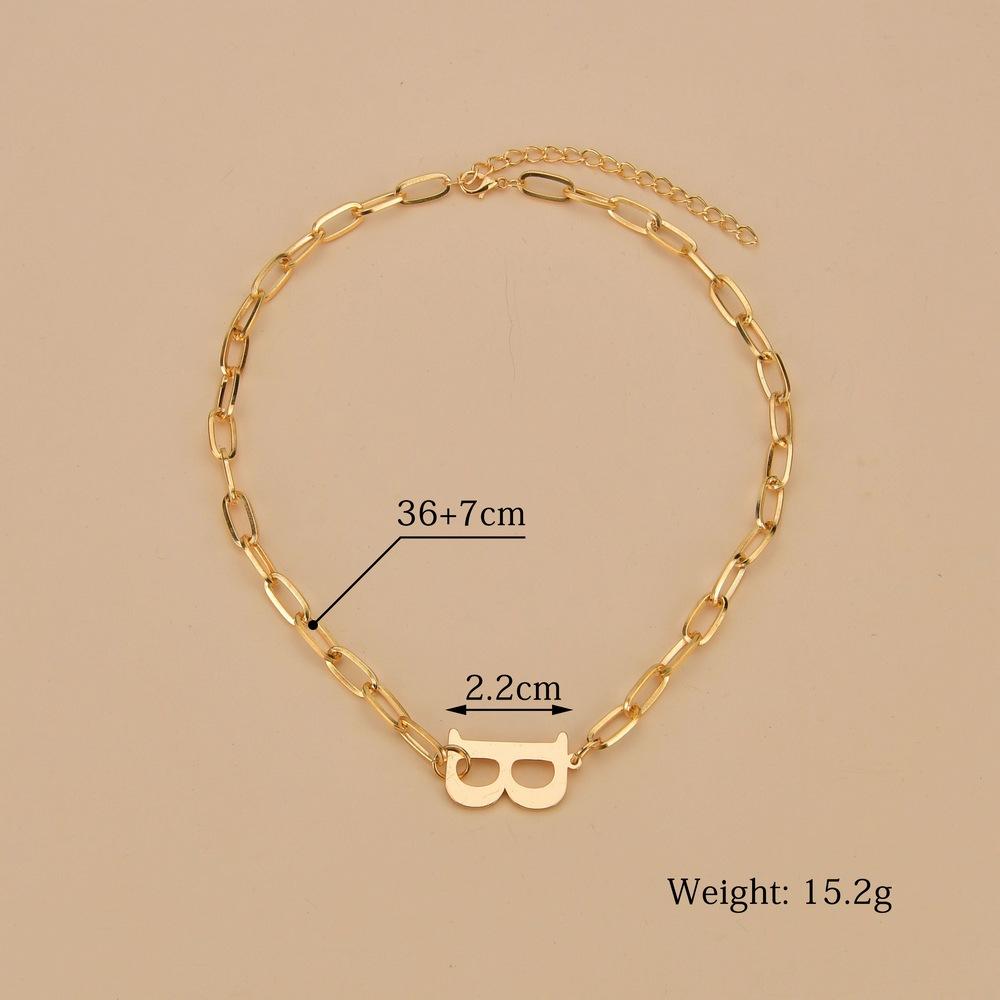 Personality simple temperament retro design sense B letter necklace short sweater chain geometric chain female