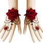 Jewelry Retro Fashion Halloween Lace Red Rose Bracelet Ring One Wristband Bridal Jewelry