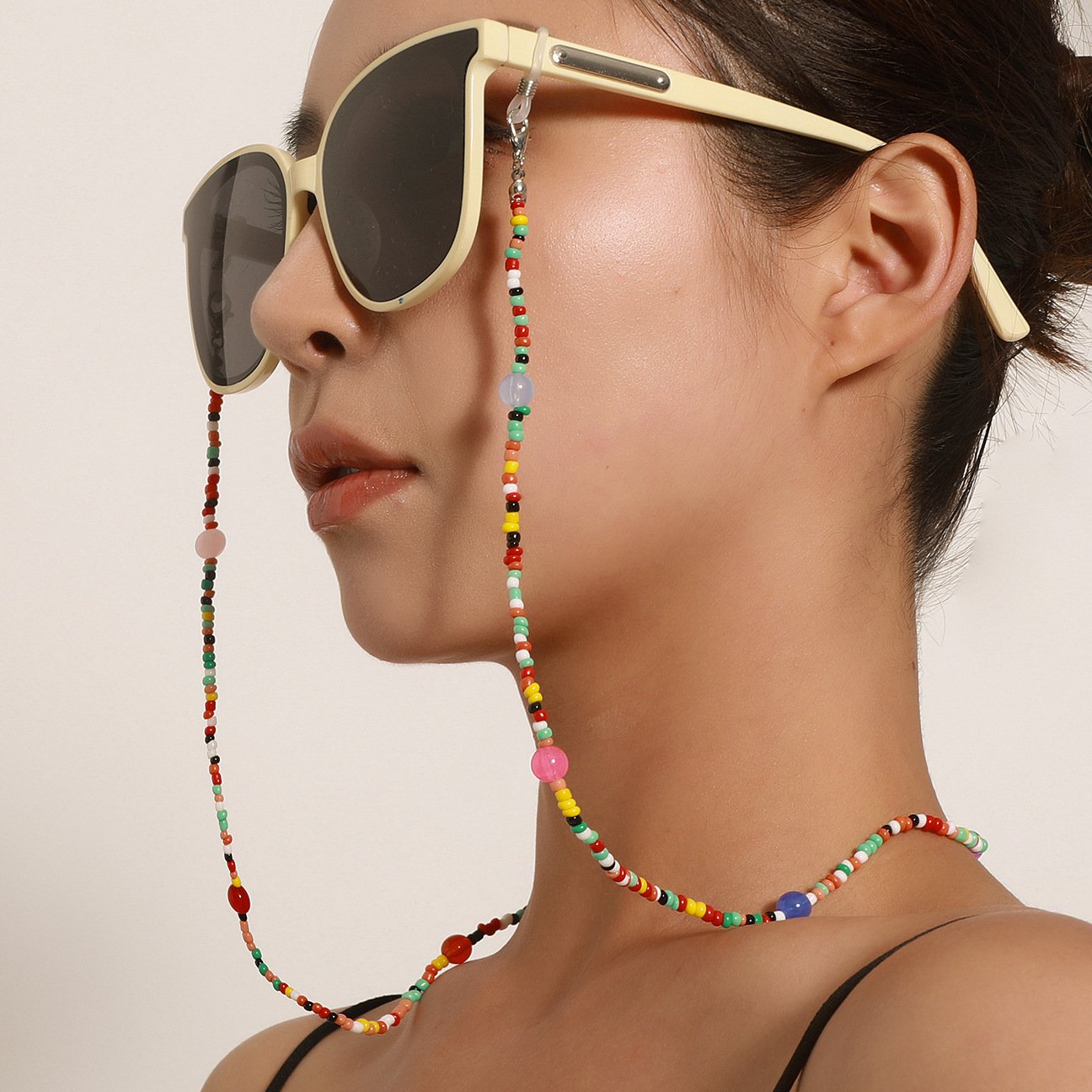 Jewelry Fashion Candy Color Round Beads Beads Glasses Chain Women's Versatile Multi-purpose Non-slip Anti-lost Lanyard