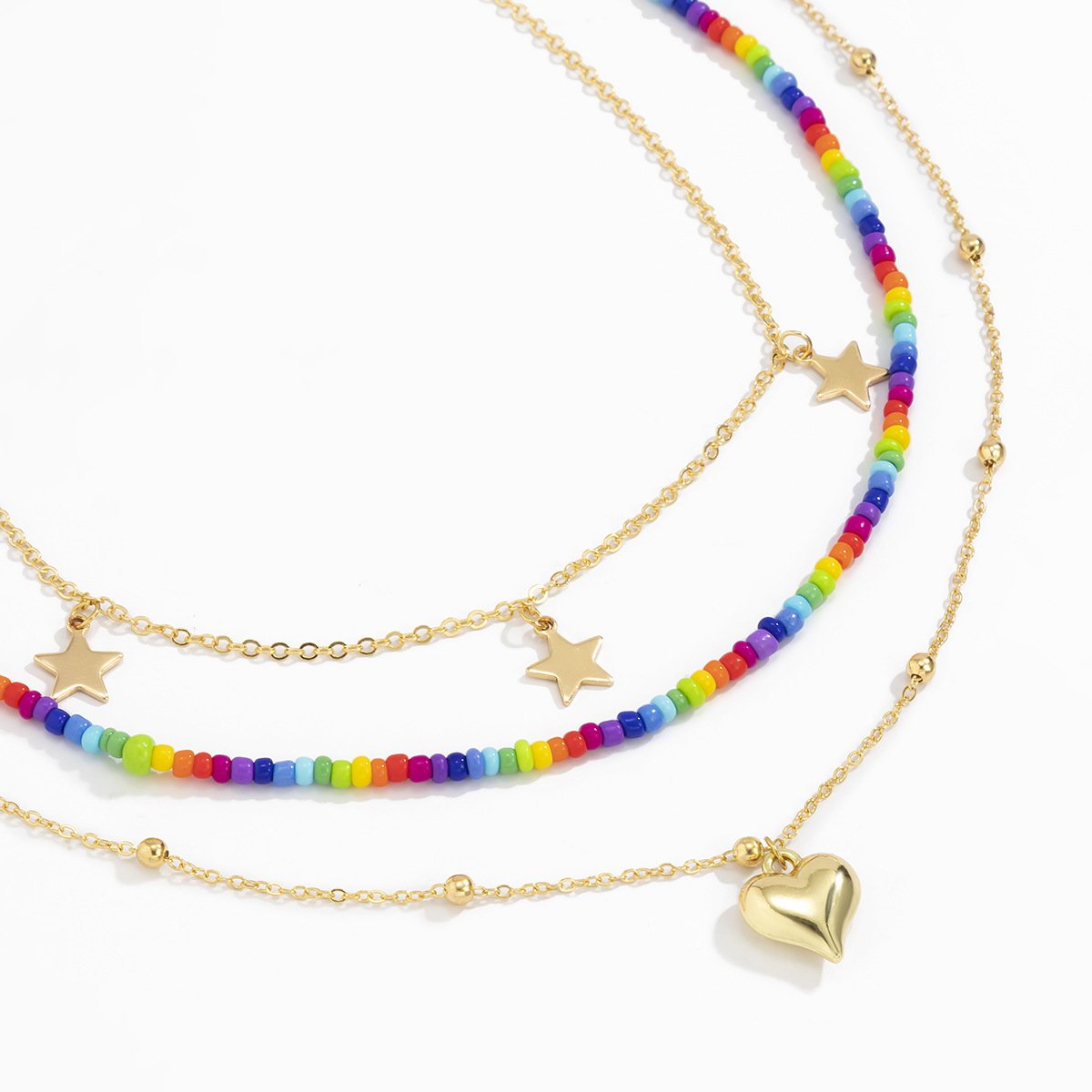 Beach Vacation Colorful Rice Beads Beaded Necklace Female Simple Small Peach Heart Star Clavicle Necklace