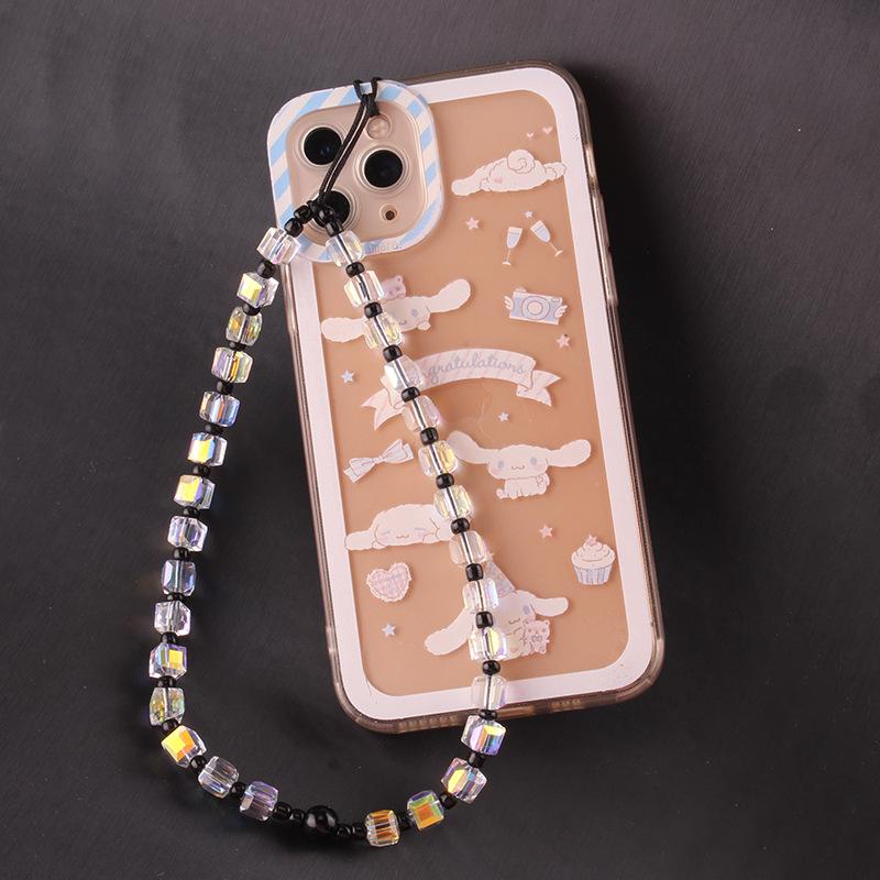 Crystal beaded mobile phone chain short 17cm fashion creative female mobile phone case lanyard