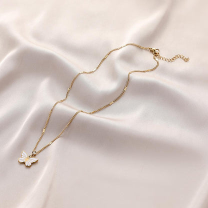 Simple Stainless Steel Zircon Butterfly Pendant Clavicle Chain Niche Exquisite Titanium Steel Gold-plated Color Preserving Necklace