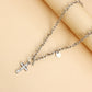 Explosive punk double cross white mother-of-pearl pendant necklace hot girl clavicle chain high-end sense light luxury