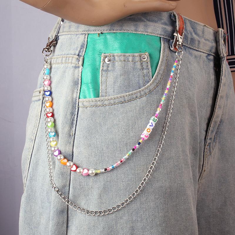 Jewelry Sexy Tassel Fruit Peach Heart Soft Pottery Pants Chain Double Chain Imitation Pearl Body Chain