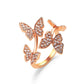 Fashion Jewelry Temperament Full Diamond Four Butterfly Ring Net Red Light Luxury Index Finger Open Ring