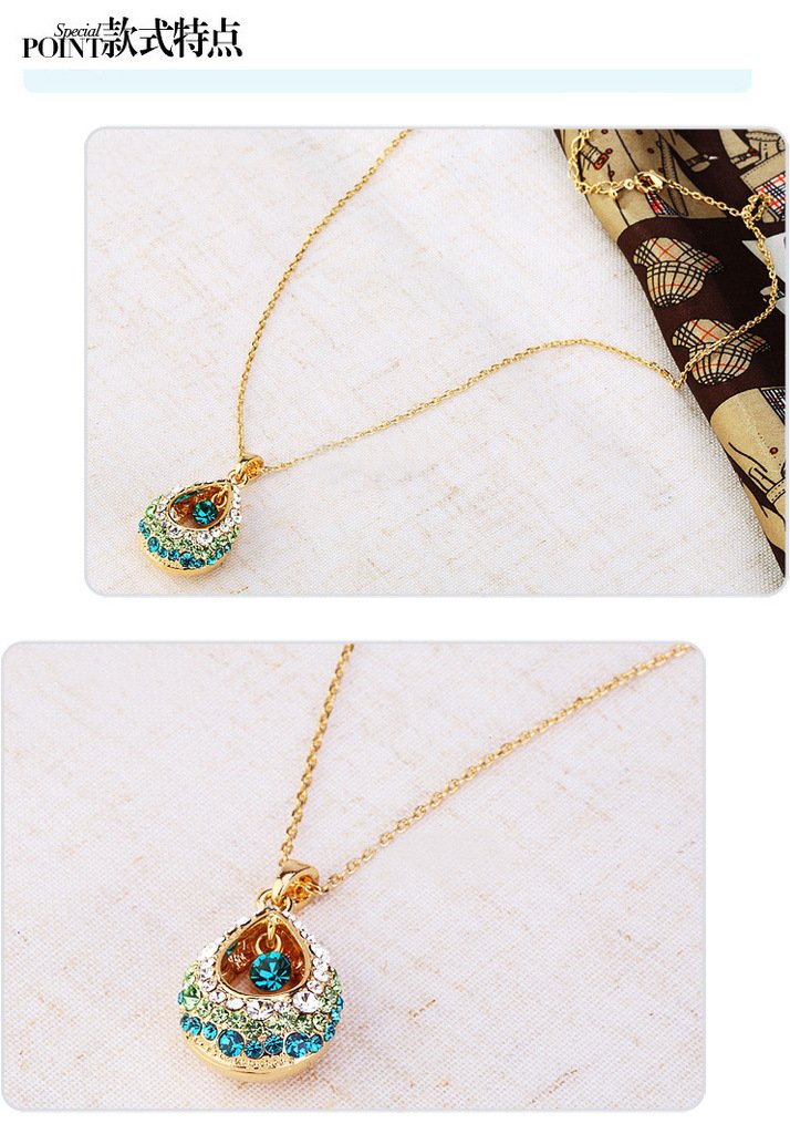 Crystal Pendant Angel Teardrop Necklace Hollow Color Diamond Clavicle Chain Jewelry