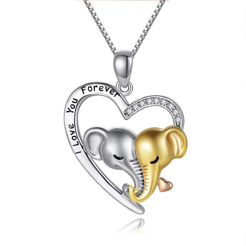 Fashion Summer Clavicle Chain Pendant Necklace Female Mother's Day Heart Shaped Elephant Jewelry Accessories