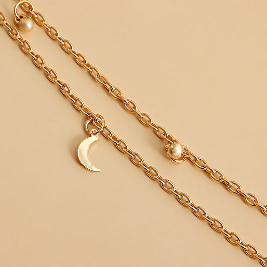 Jewelry punk double star crescent pendant small incense chain belt waist chain women