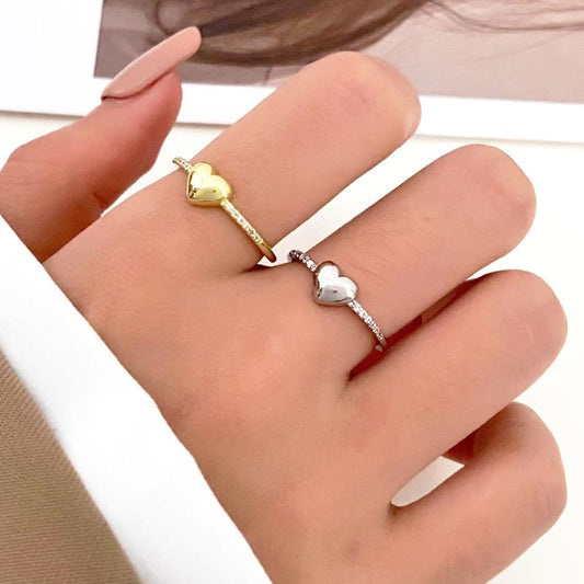 Ins diamond love ring female fashion personality creative geometric opening index finger ring heart-shaped couple ring