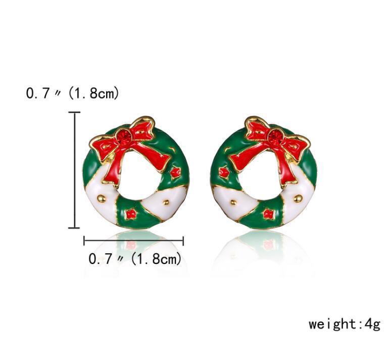 Cute fashion original design Christmas wreath bell earrings hit color girls heart personality all-match oil drop earrings female