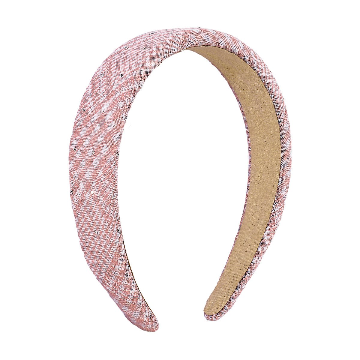 F4249 Retro literary and artistic fashion headband plaid pattern clear wide edge small perfume drill simple headband female